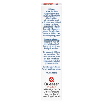 Abbildung der Produktverpackung Doppelherz aktiv Melatonin Seitenansicht links